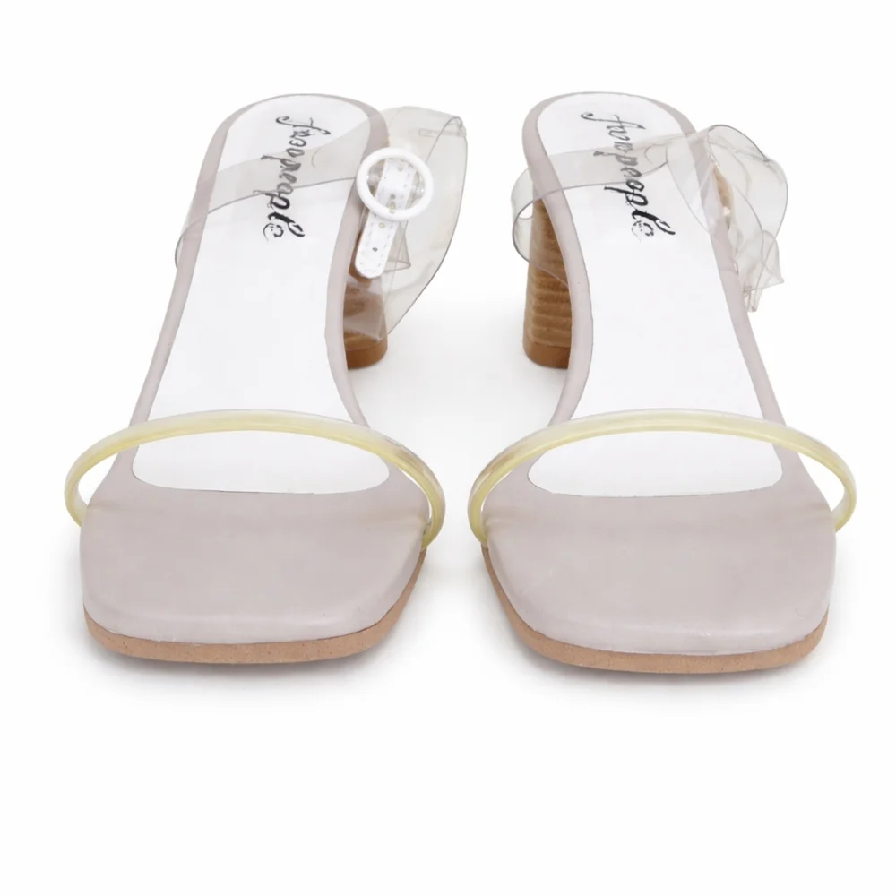 Free People Clear PVC Strap Square Toe Block Heel Sandals EU 39 Boho Chic - Picture 2 of 16